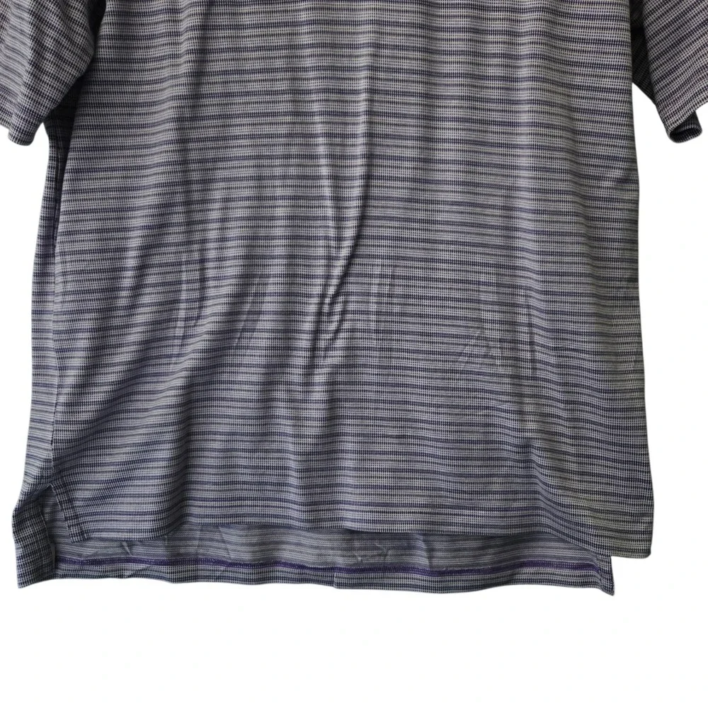 Peter Millar Mens Large Purple Stripe Double Mercerized Cotton‎ Polo Shirt Golf